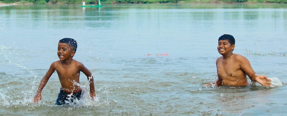 kids playing in the water