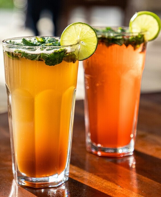 mixed drinks with produce