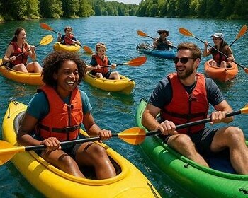 people using inflatable kayaks