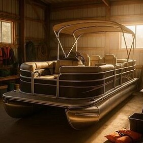 pontoon in storage