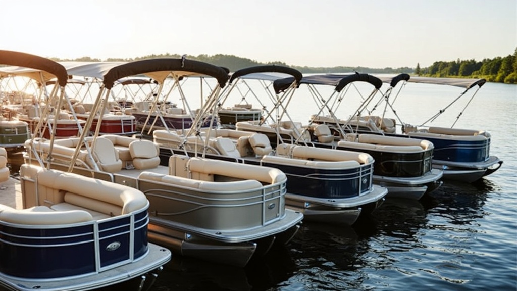 Bennington R and Q Series pontoons lined up at marina
